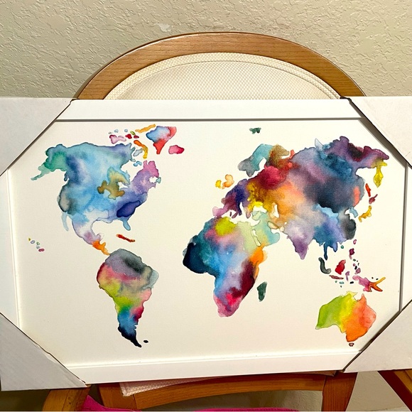 Other - Size 16x23.5 colorful world map on canvas brand new